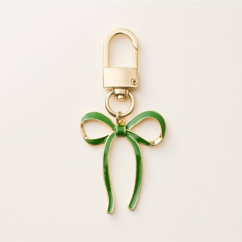 Kate Spade New York Green Gold Bow Bag Charm Keychain